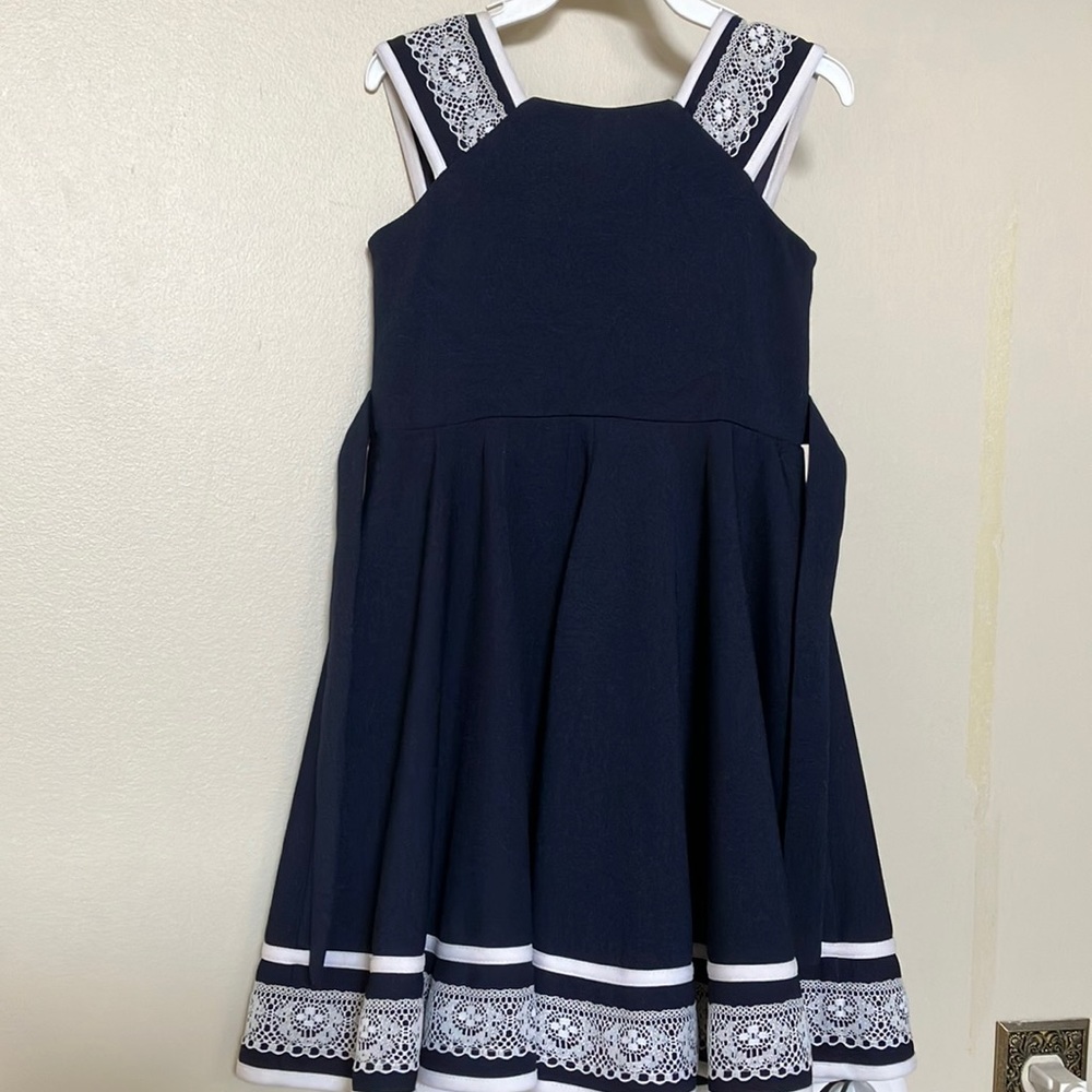 Navy blue and white dress